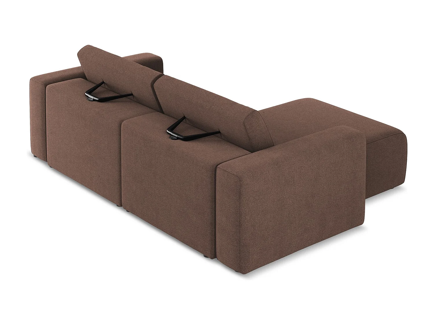 Canapé modulable d’angle S gauche en Strukturstoff - rose poudré - KALEA