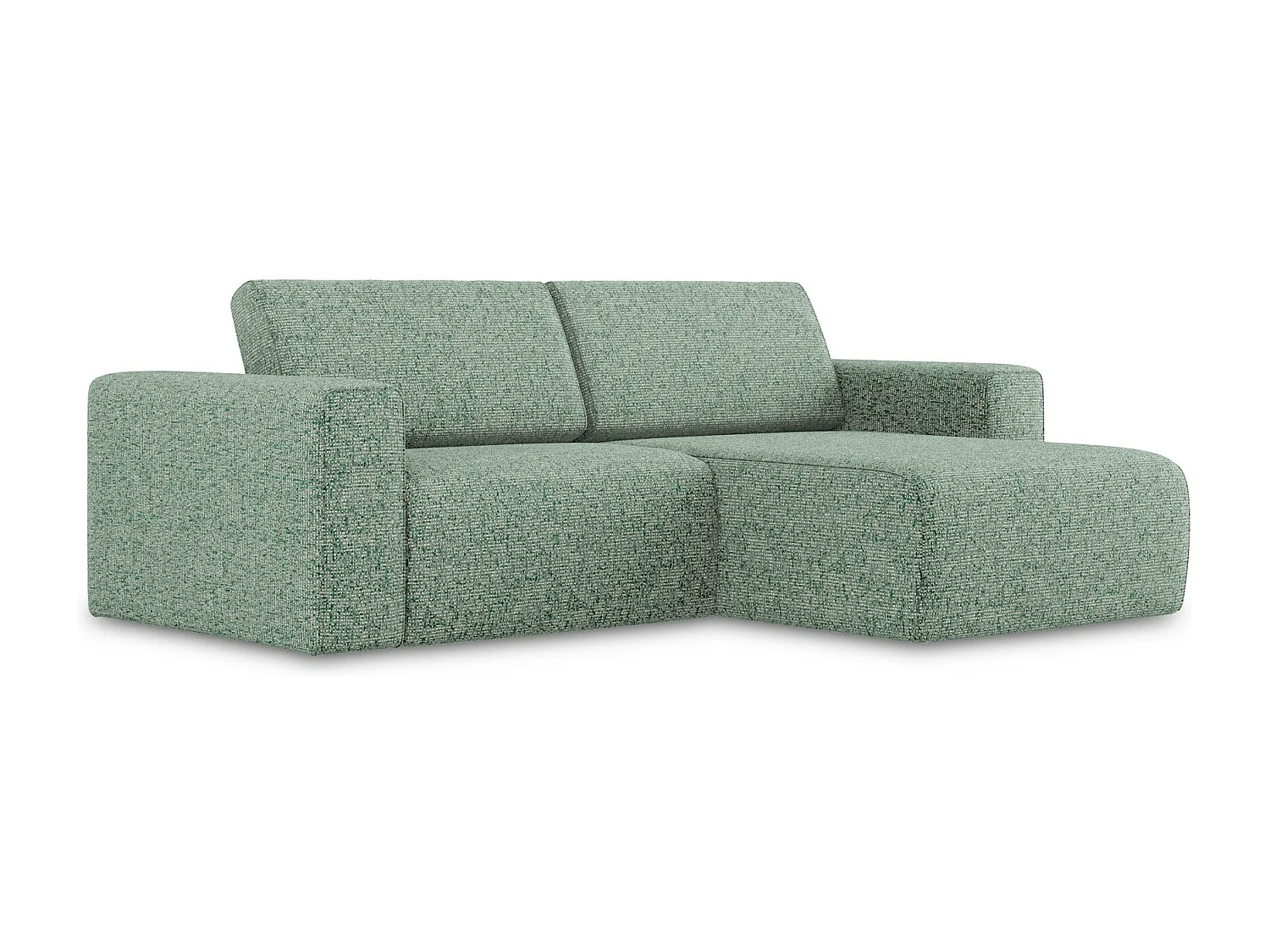 Canapé modulable d’angle S droit en Strukturstoff - vert clair - KALEA