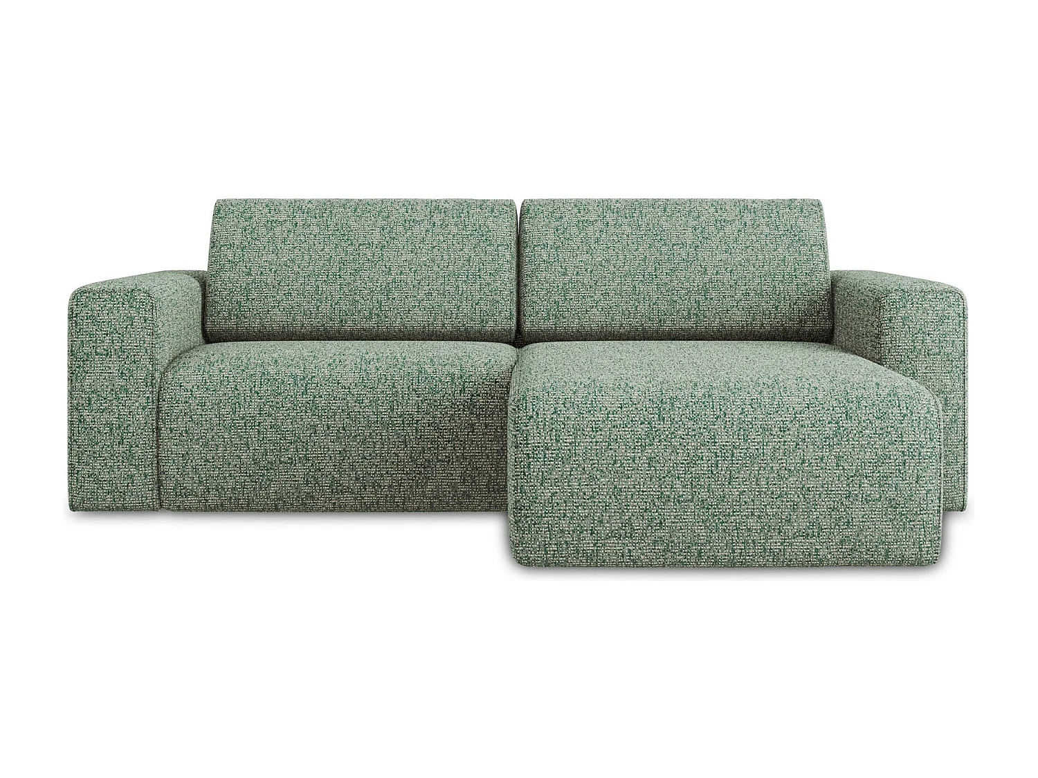 Canapé modulable d’angle S droit en Strukturstoff - vert clair - KALEA