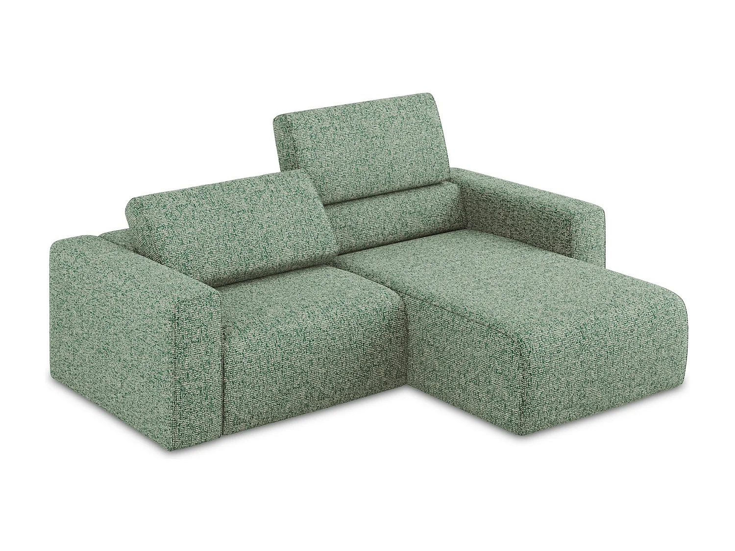 Canapé modulable d’angle S droit en Strukturstoff - vert clair - KALEA