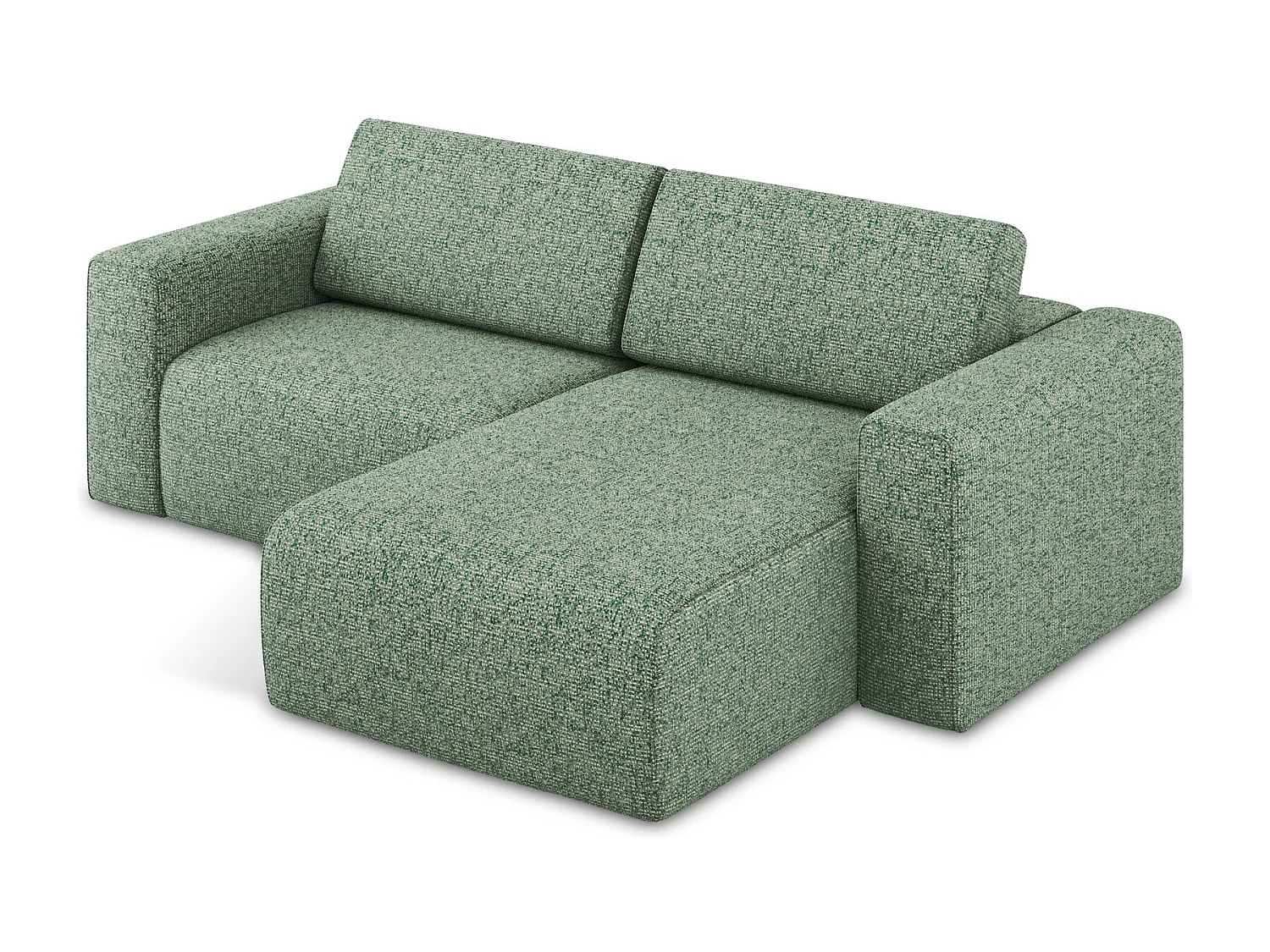 Canapé modulable d’angle S droit en Strukturstoff - vert clair - KALEA