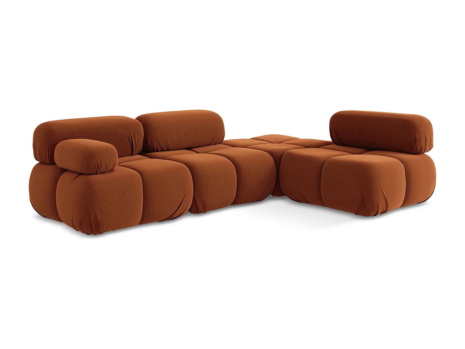 3-Sitzer Modulares Ecksofa - Ecke Rechts - Samt - Terrakotta - LOKUA