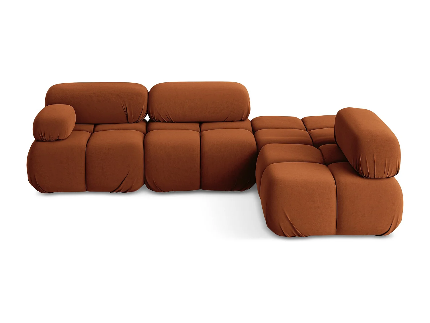 3-Sitzer Modulares Ecksofa - Ecke Rechts - Samt - Terrakotta - LOKUA