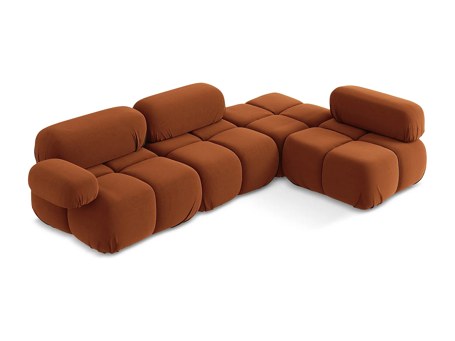 3-Sitzer Modulares Ecksofa - Ecke Rechts - Samt - Terrakotta - LOKUA