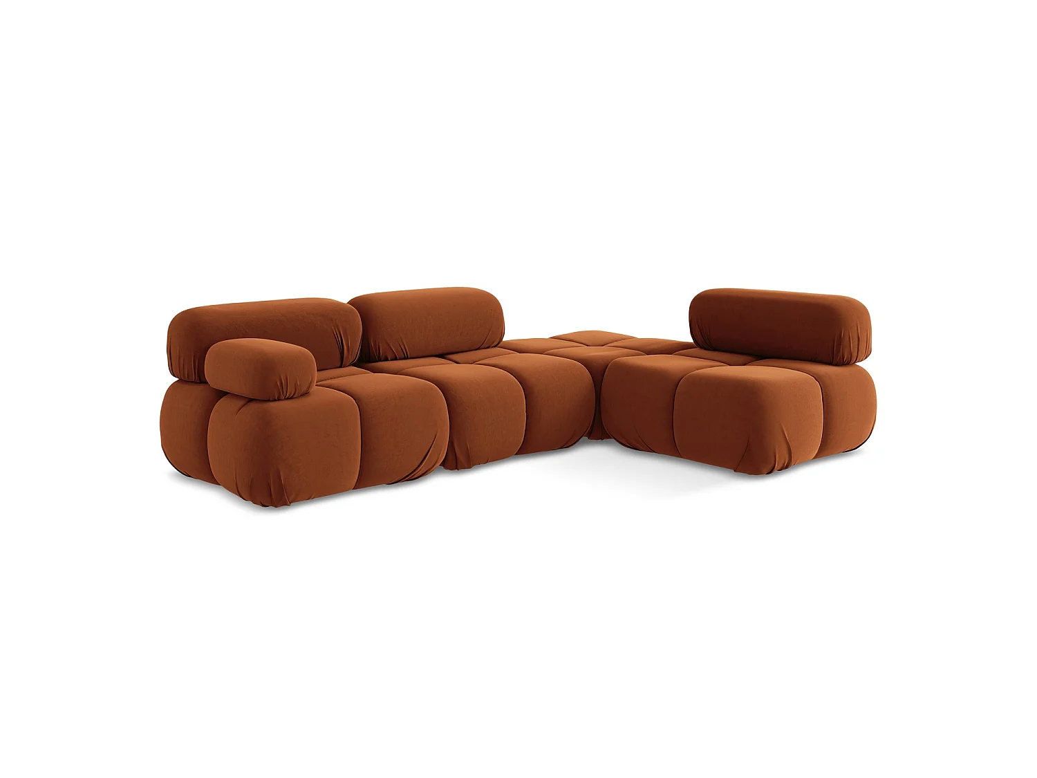 3-Sitzer Modulares Ecksofa - Ecke Rechts - Samt - Terrakotta - SANREMO