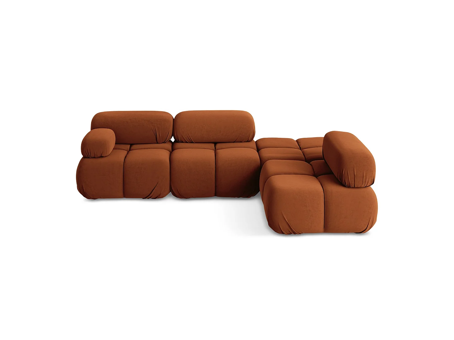 3-Sitzer Modulares Ecksofa - Ecke Rechts - Samt - Terrakotta - SANREMO
