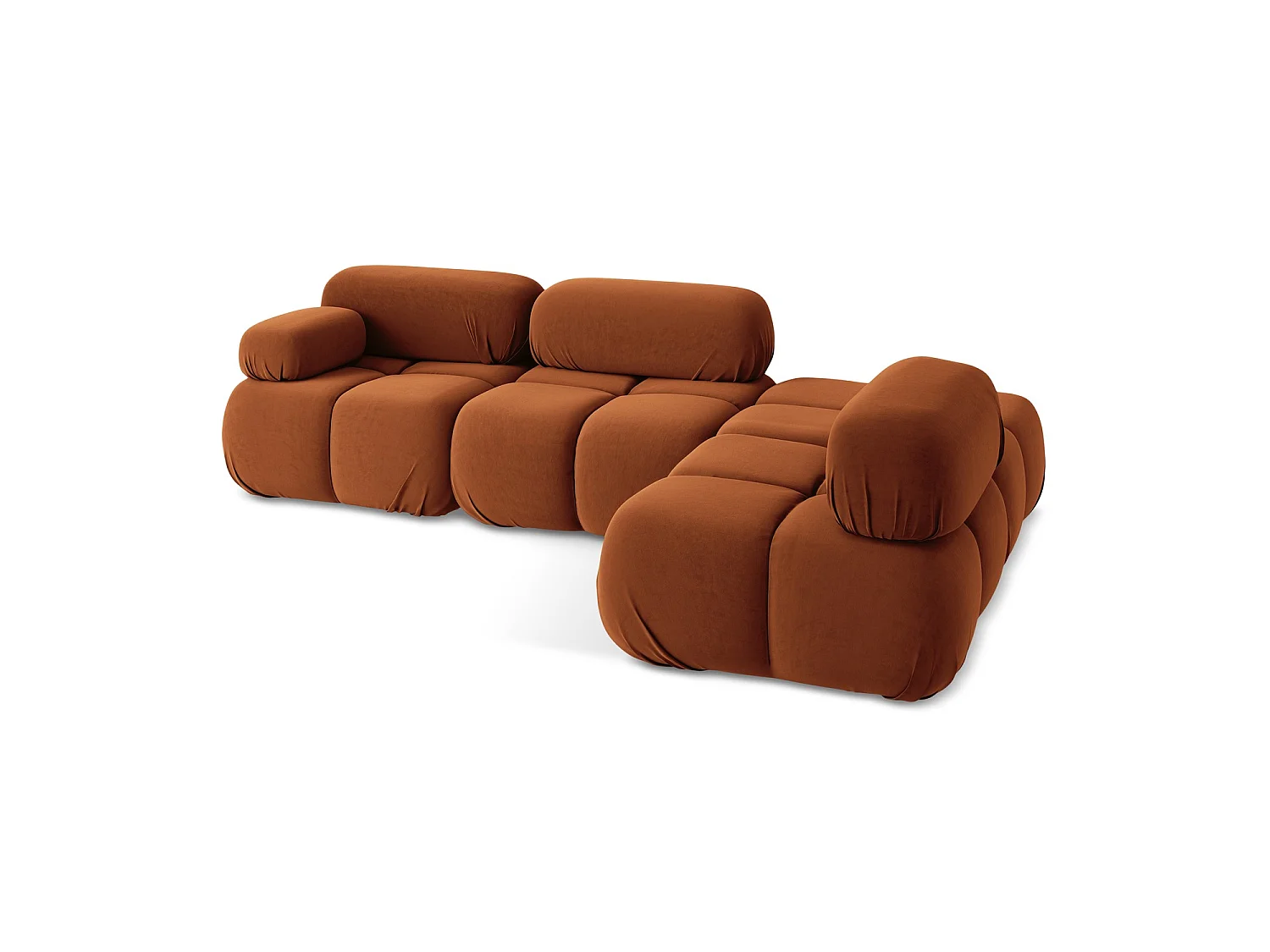 3-Sitzer Modulares Ecksofa - Ecke Rechts - Samt - Terrakotta - SANREMO
