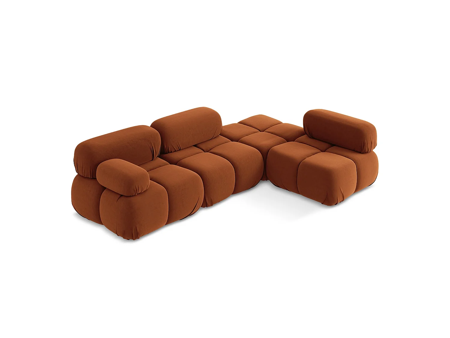 3-Sitzer Modulares Ecksofa - Ecke Rechts - Samt - Terrakotta - SANREMO