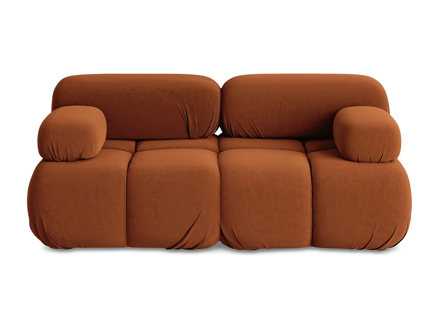 Modułowa sofa 2-osobowa - z tkaniny welwetowej - terakota - LOKUA