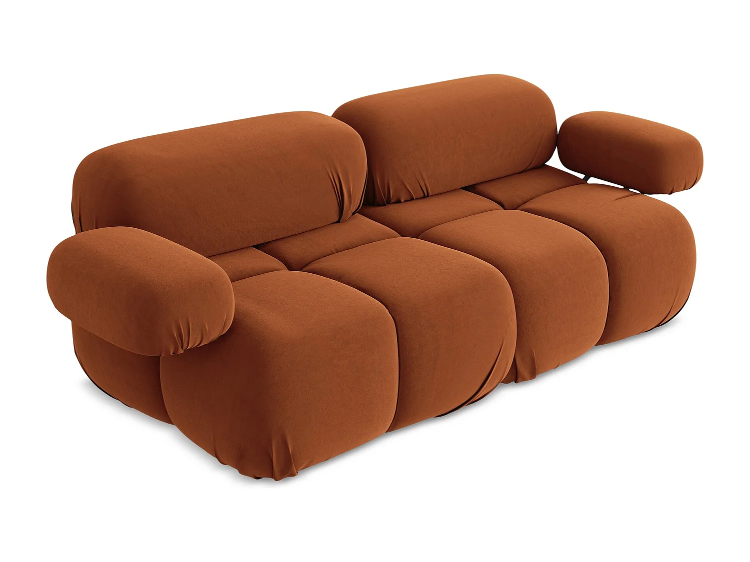 Modułowa sofa 2-osobowa - z tkaniny welwetowej - terakota - LOKUA