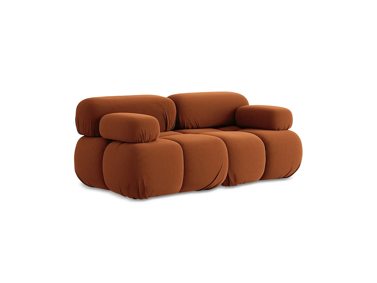 Modułowa sofa 2-osobowa - z tkaniny welwetowej - terakota - SANREMO