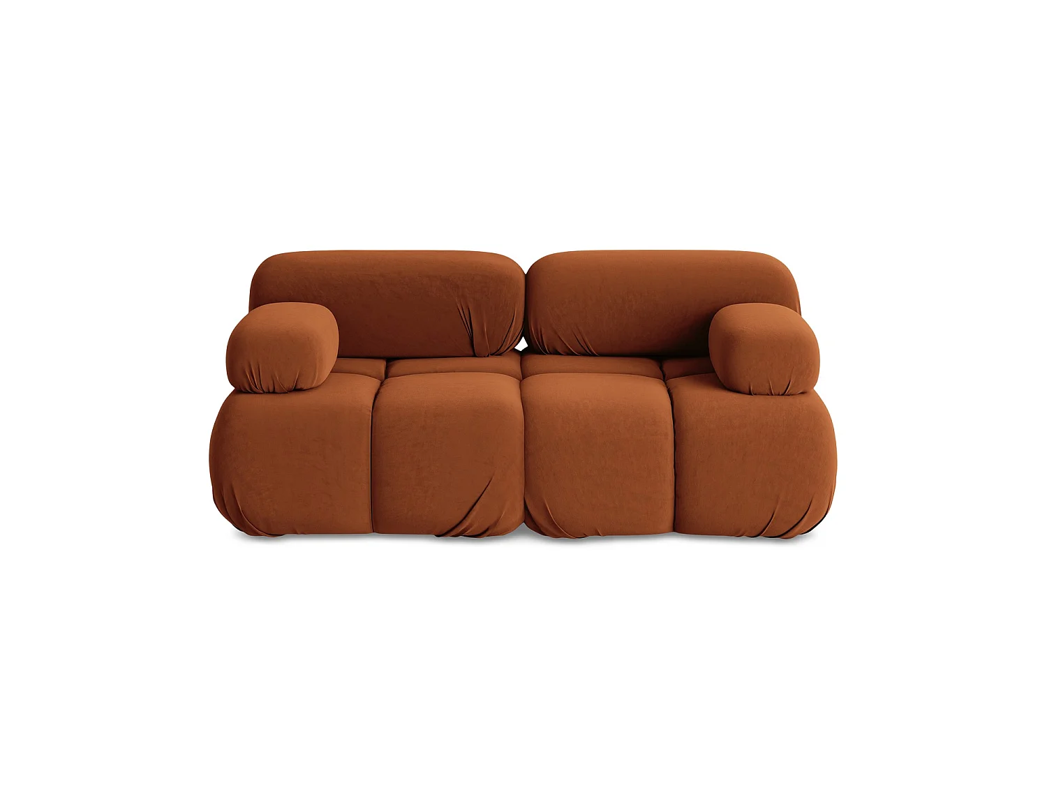 Modułowa sofa 2-osobowa - z tkaniny welwetowej - terakota - SANREMO