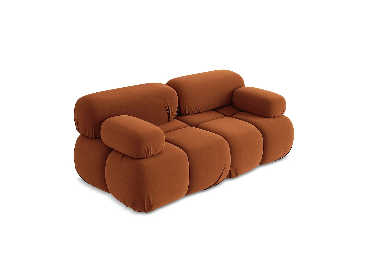 Modułowa sofa 2-osobowa - z tkaniny welwetowej - terakota - SANREMO