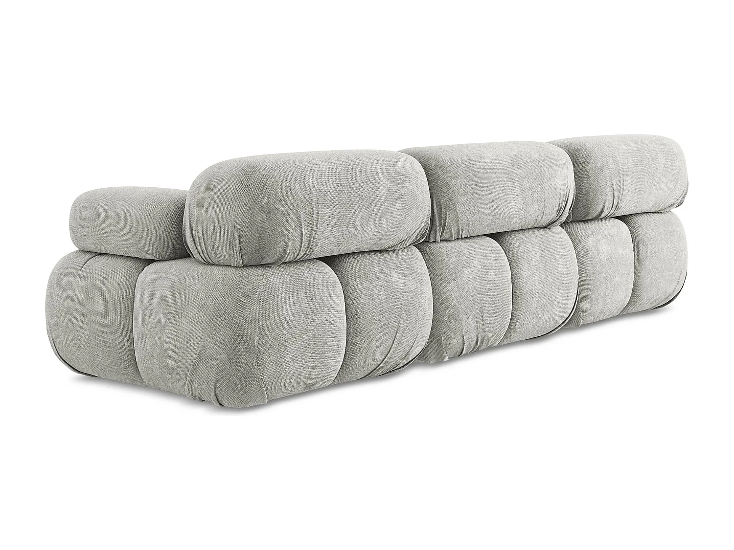 Driezits modulaire bank van lichtgrijs chenille stof - LOKUA