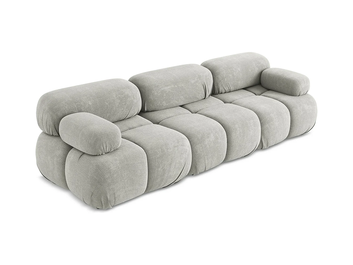 Sofá modular 3 plazas de tela chenilla gris claro - LOKUA