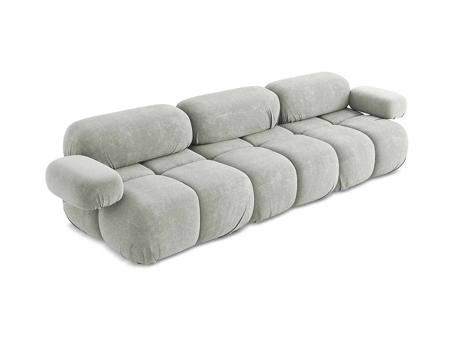 Sofá modular 3 plazas de tela chenilla gris claro - LOKUA