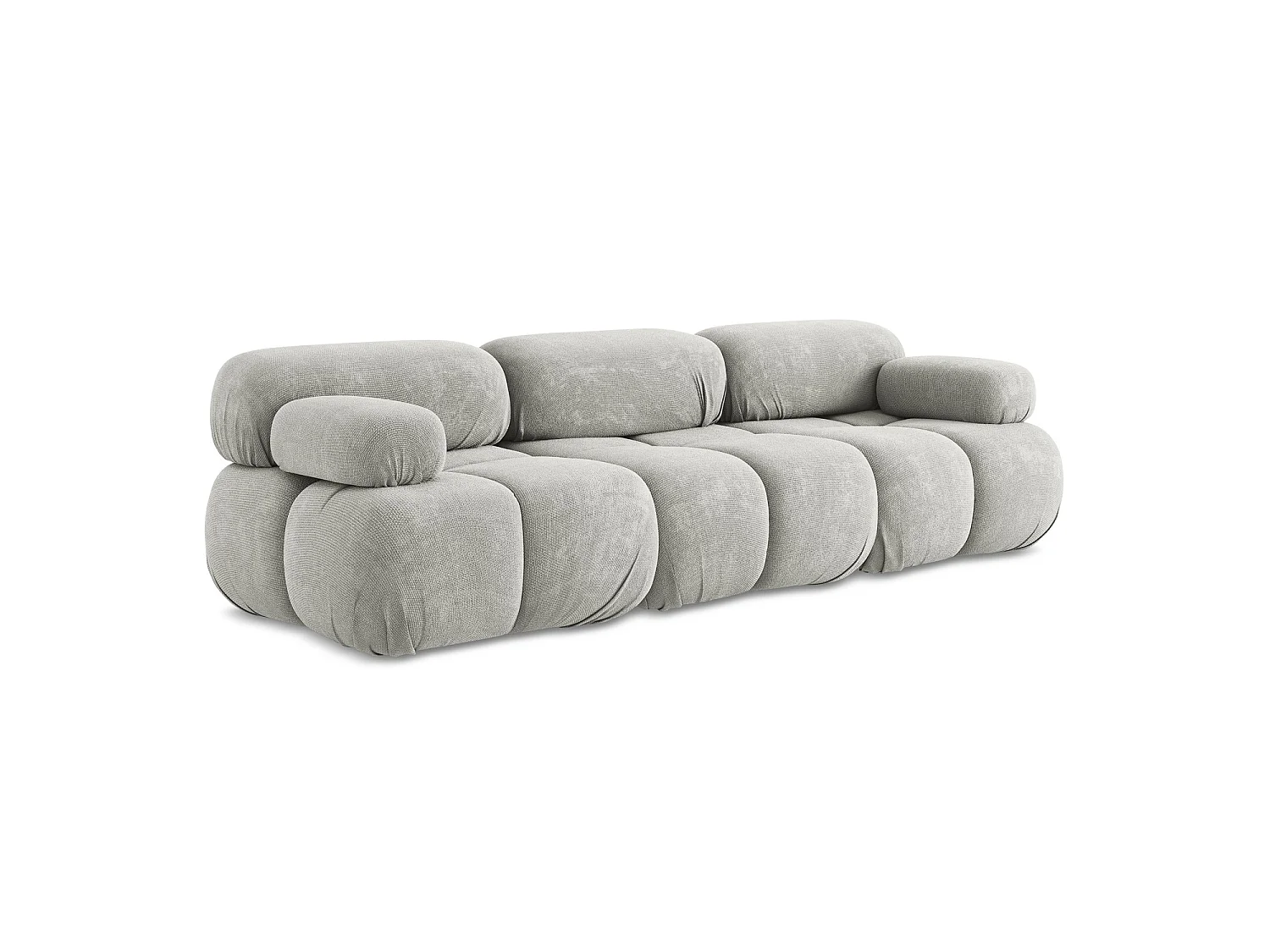 Driezits modulaire bank van lichtgrijs chenille stof - SANREMO