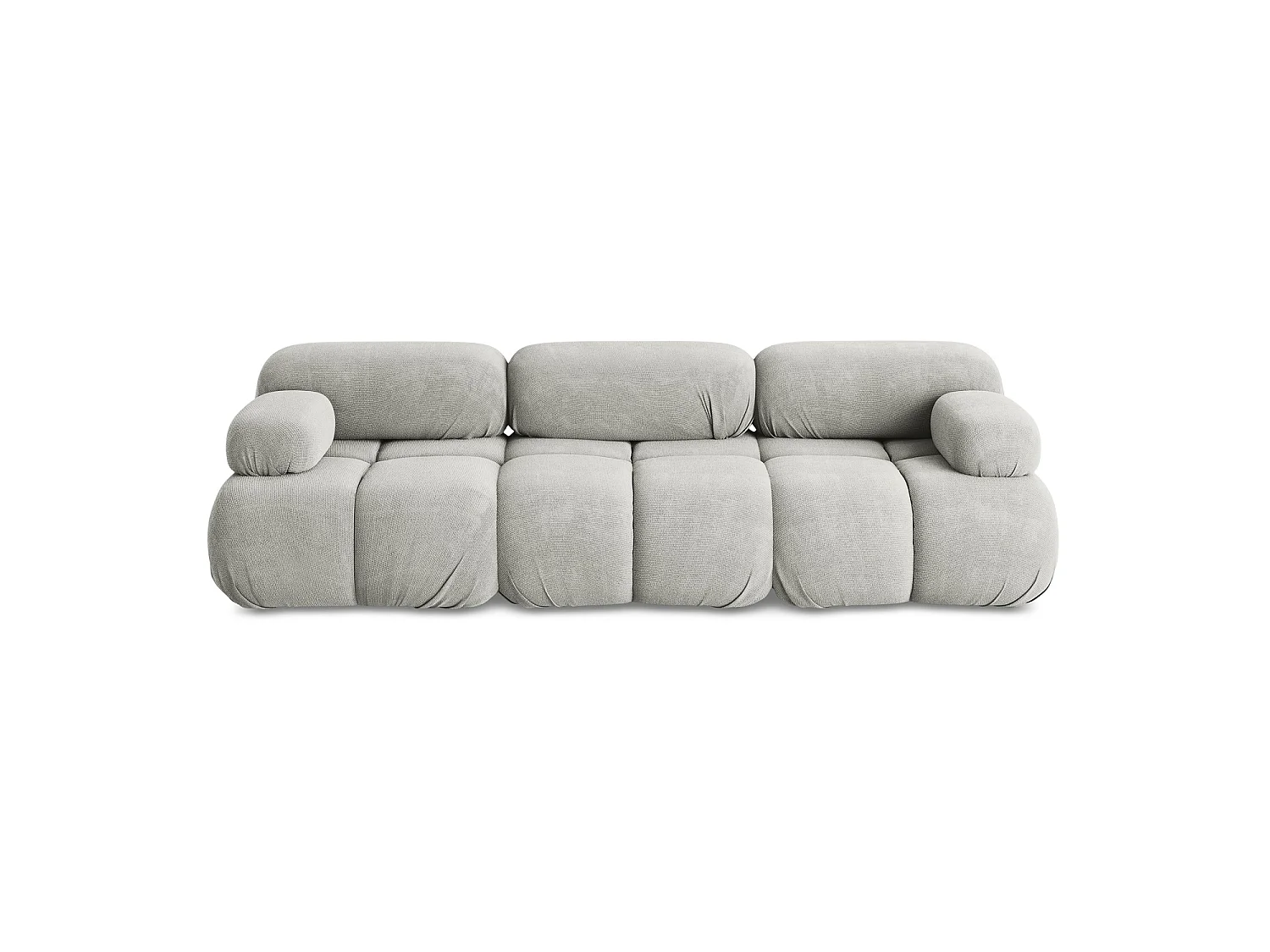 Driezits modulaire bank van lichtgrijs chenille stof - SANREMO