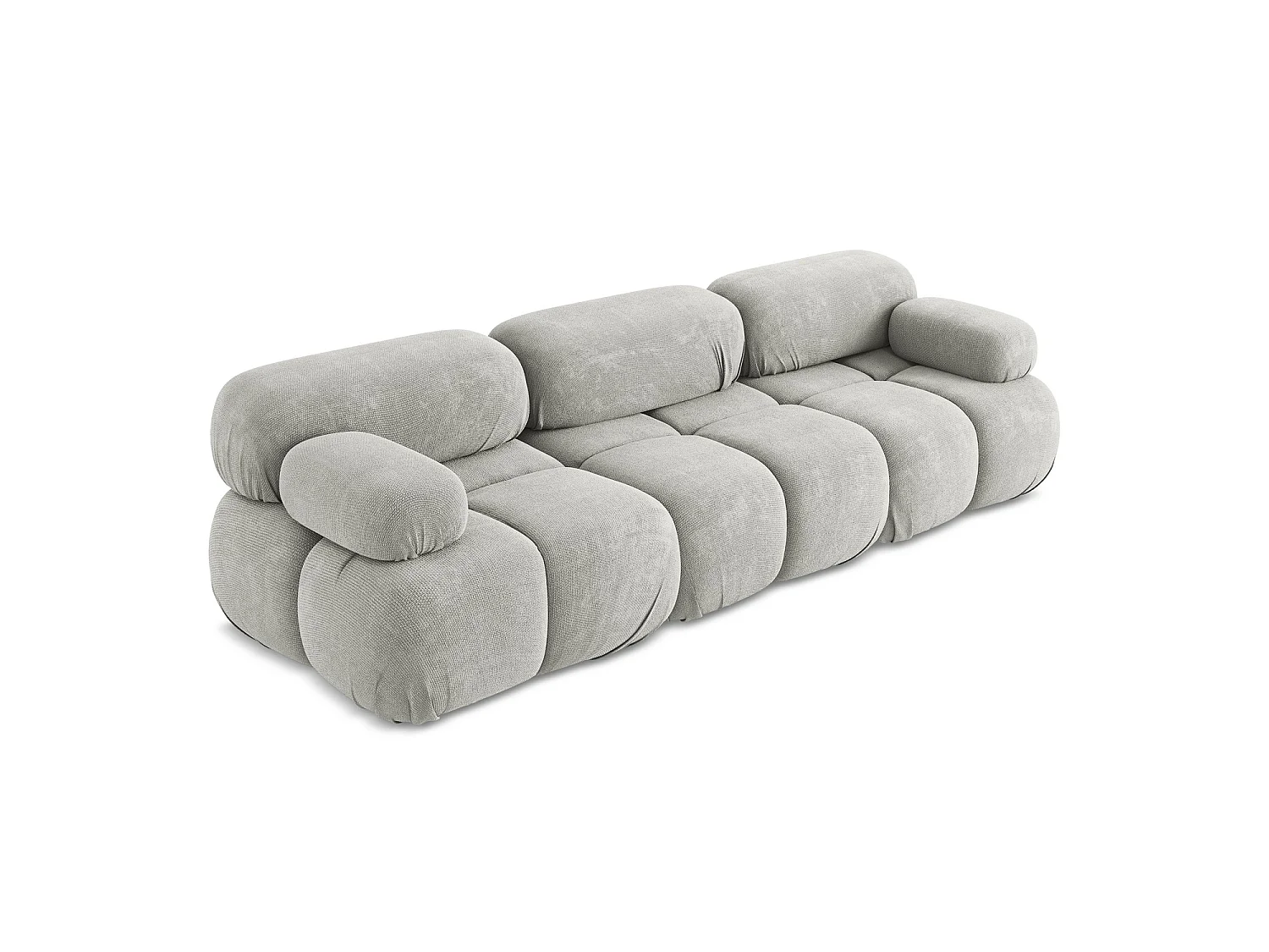 Driezits modulaire bank van lichtgrijs chenille stof - SANREMO
