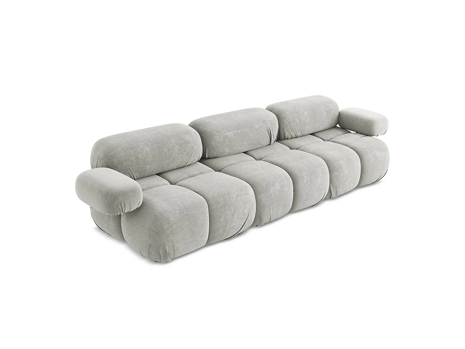 Driezits modulaire bank van lichtgrijs chenille stof - SANREMO