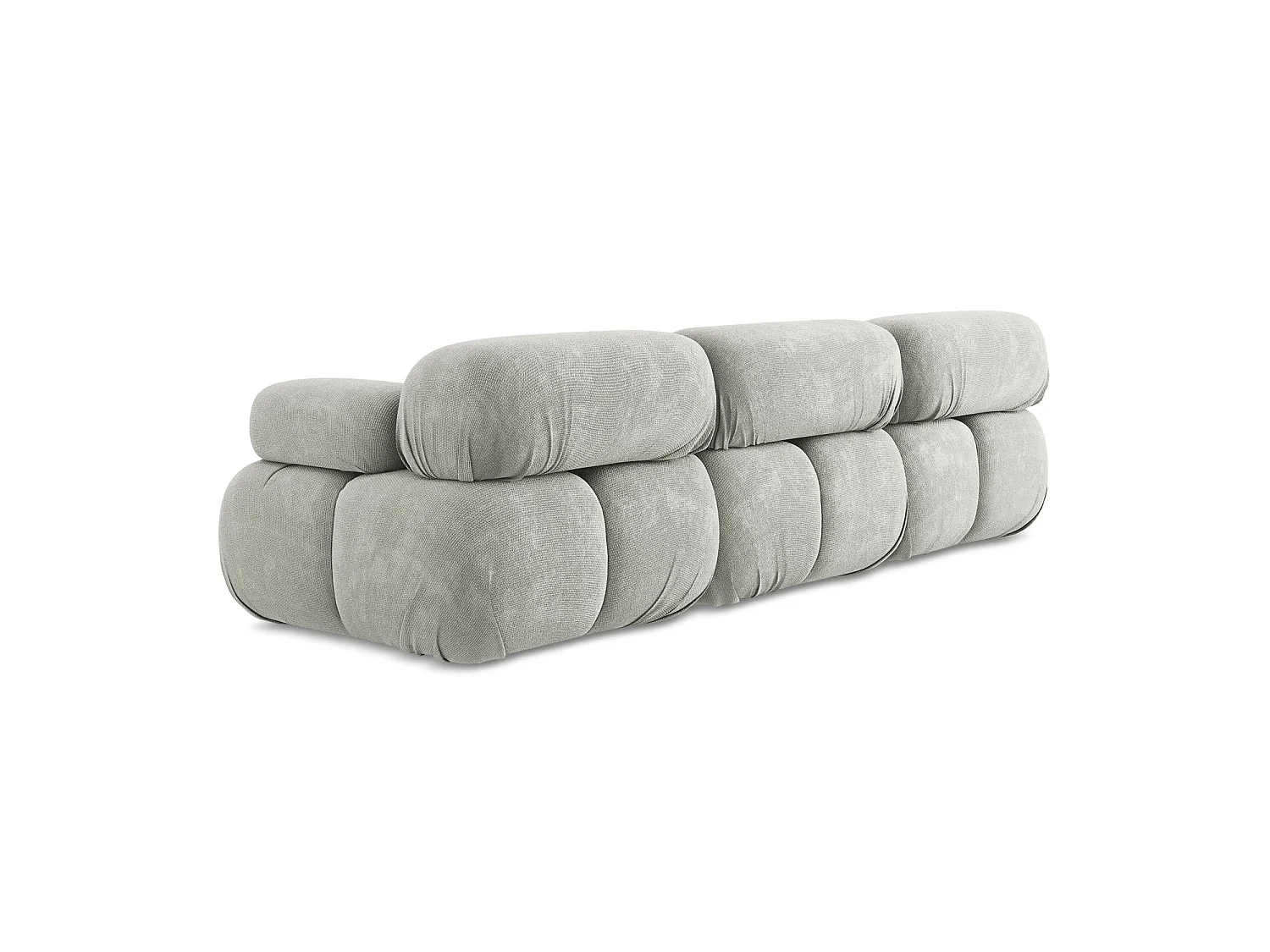 Driezits modulaire bank van lichtgrijs chenille stof - SANREMO
