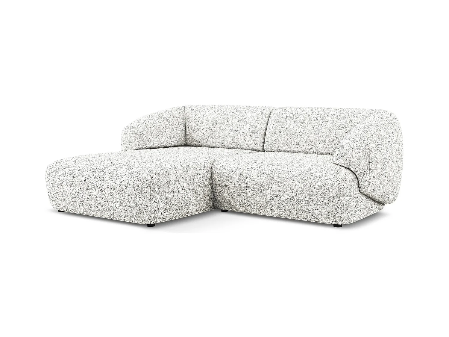 3-Sitzer Modulares Ecksofa - Ecke Links - Strukturstoff - Weiß - MOANA
