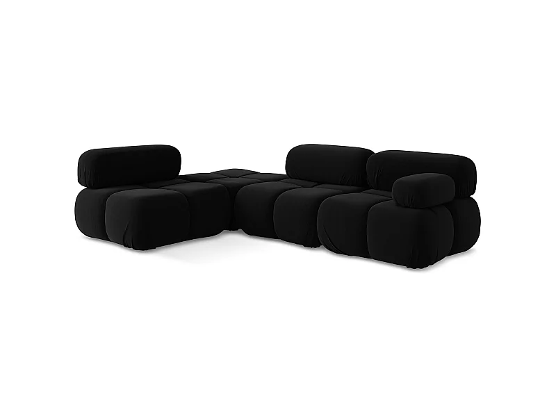 3-Sitzer Modulares Ecksofa - Ecke Links - Samt - Schwarz - LOKUA