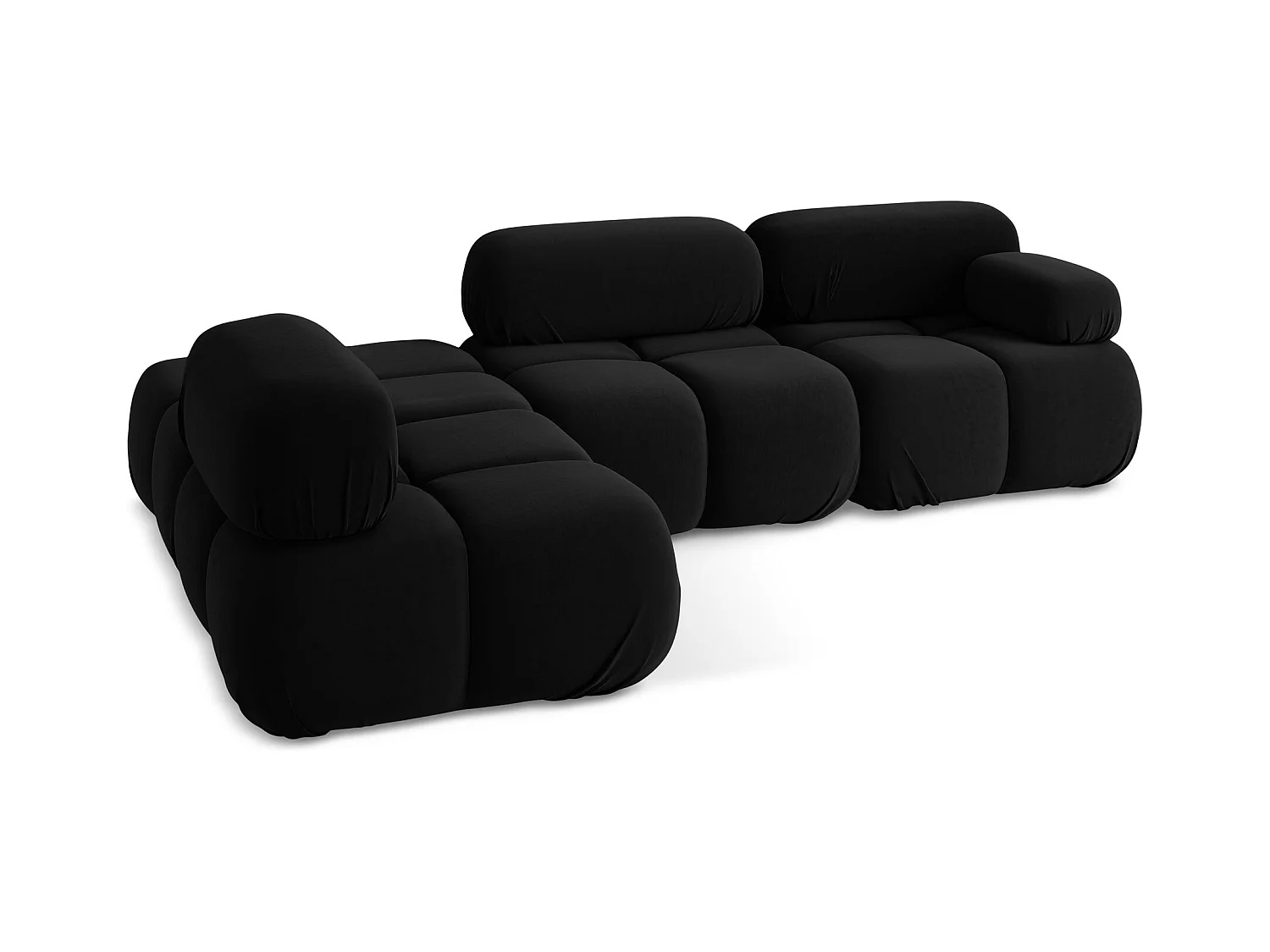 Canapé d'angle modulaire gauche en Samt - noir - LOKUA