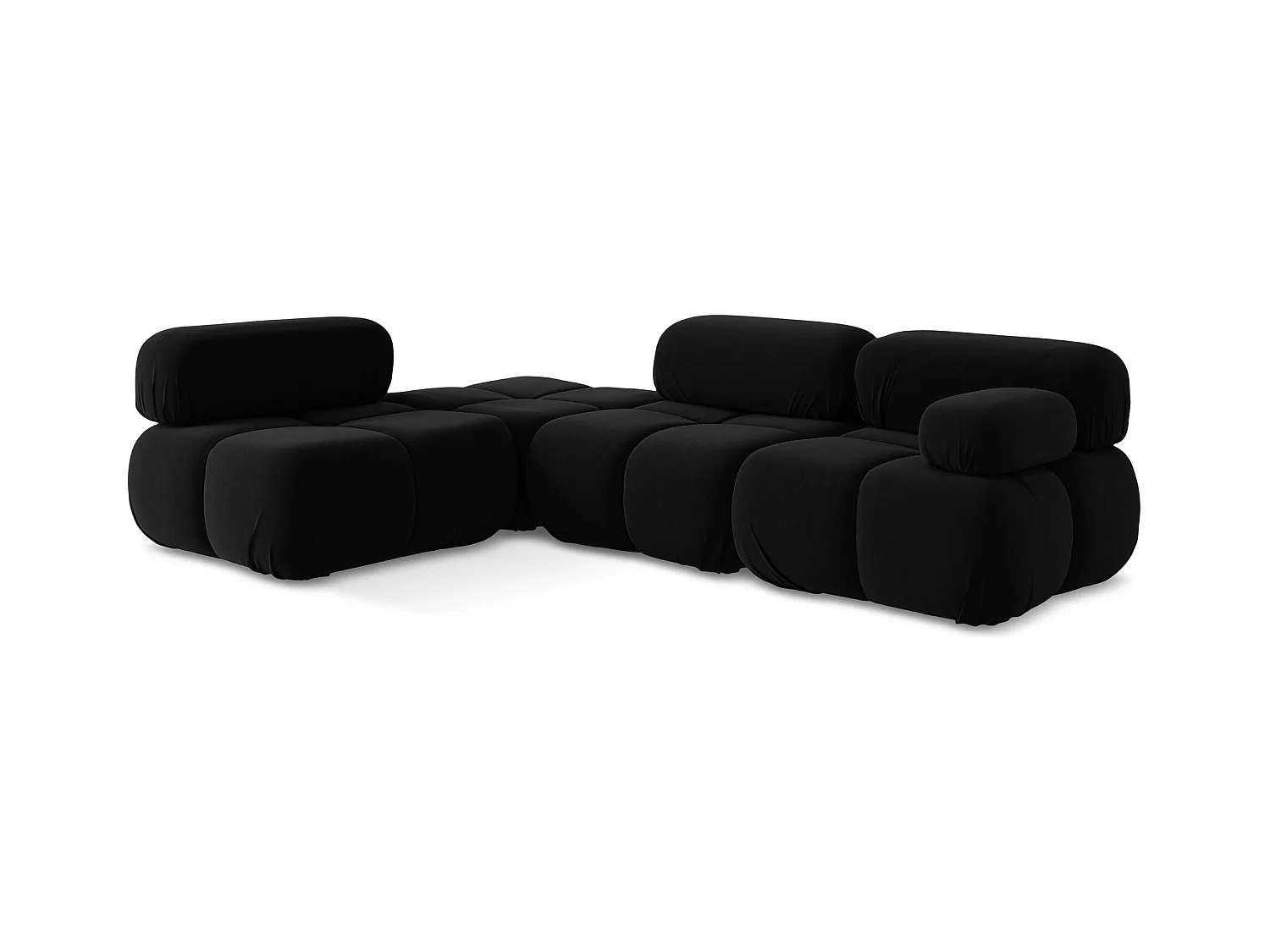 Canapé d'angle modulaire gauche en Samt - noir - LOKUA