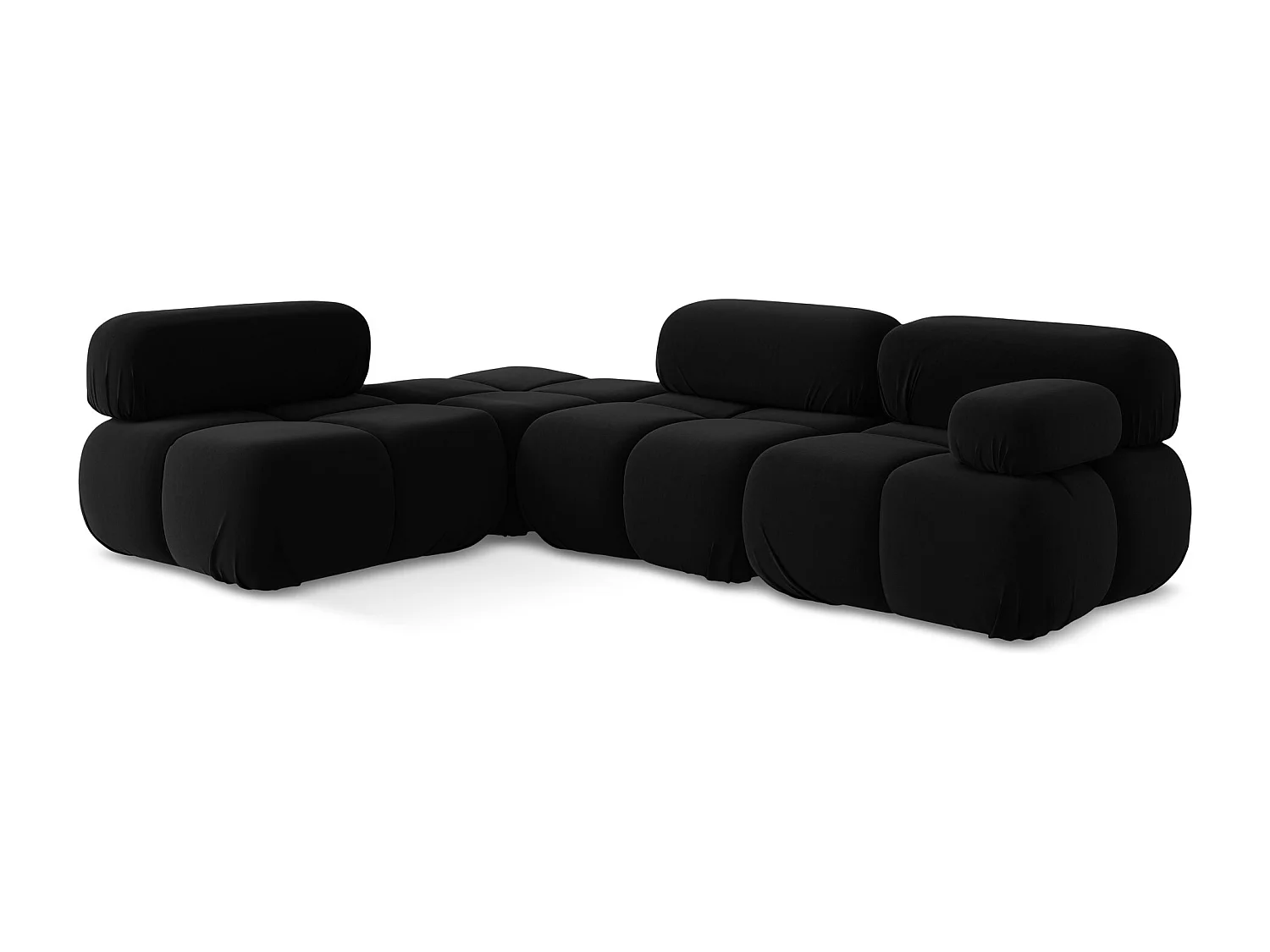 Canapé d'angle modulaire gauche en Samt - noir - LOKUA