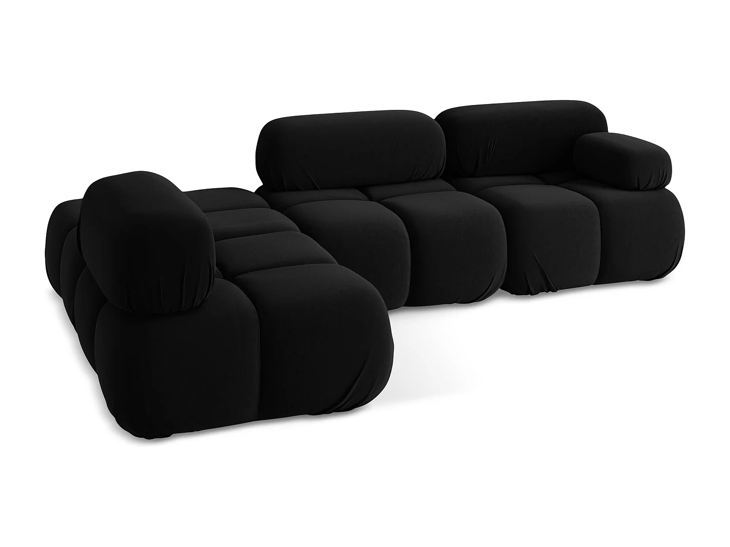 Canapé d'angle modulaire gauche en Samt - noir - LOKUA