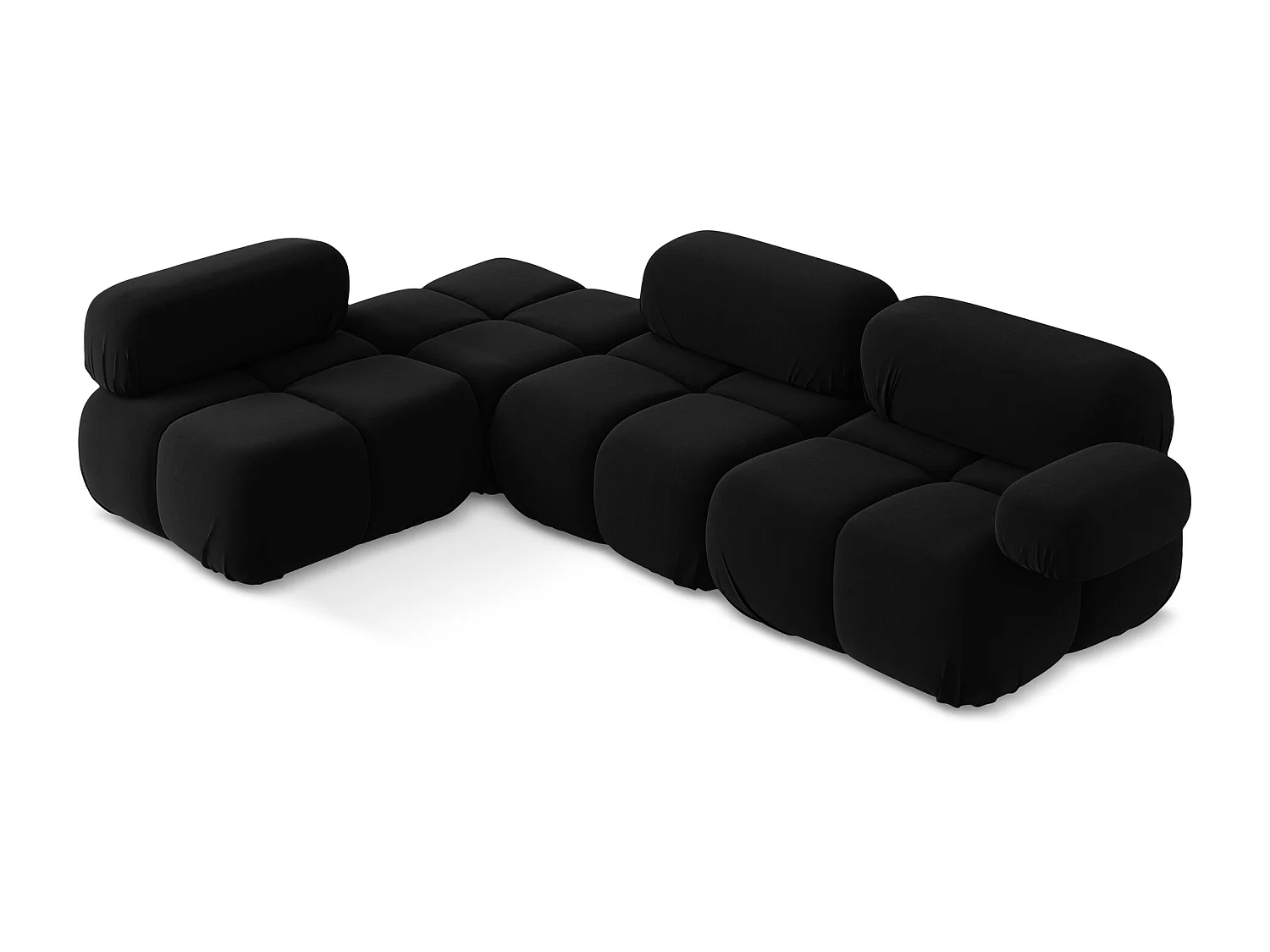 Canapé d'angle modulaire gauche en Samt - noir - LOKUA