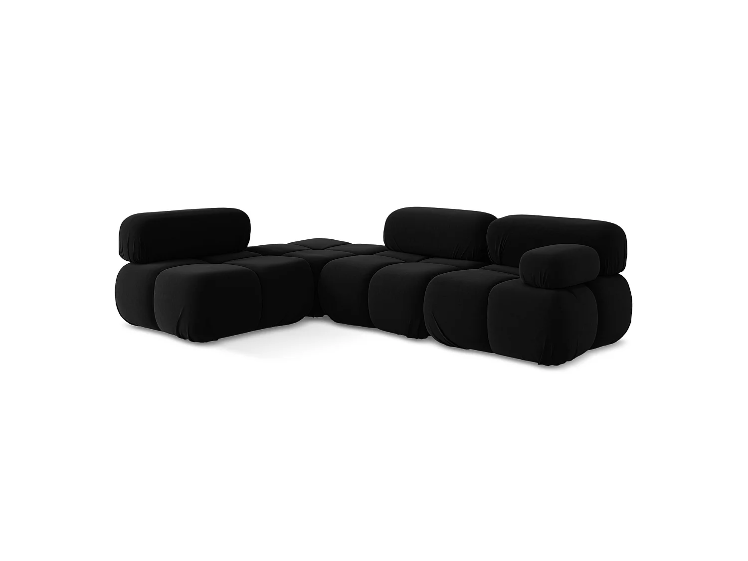3-Sitzer Modulares Ecksofa - Ecke Links - Samt - Schwarz - SANREMO