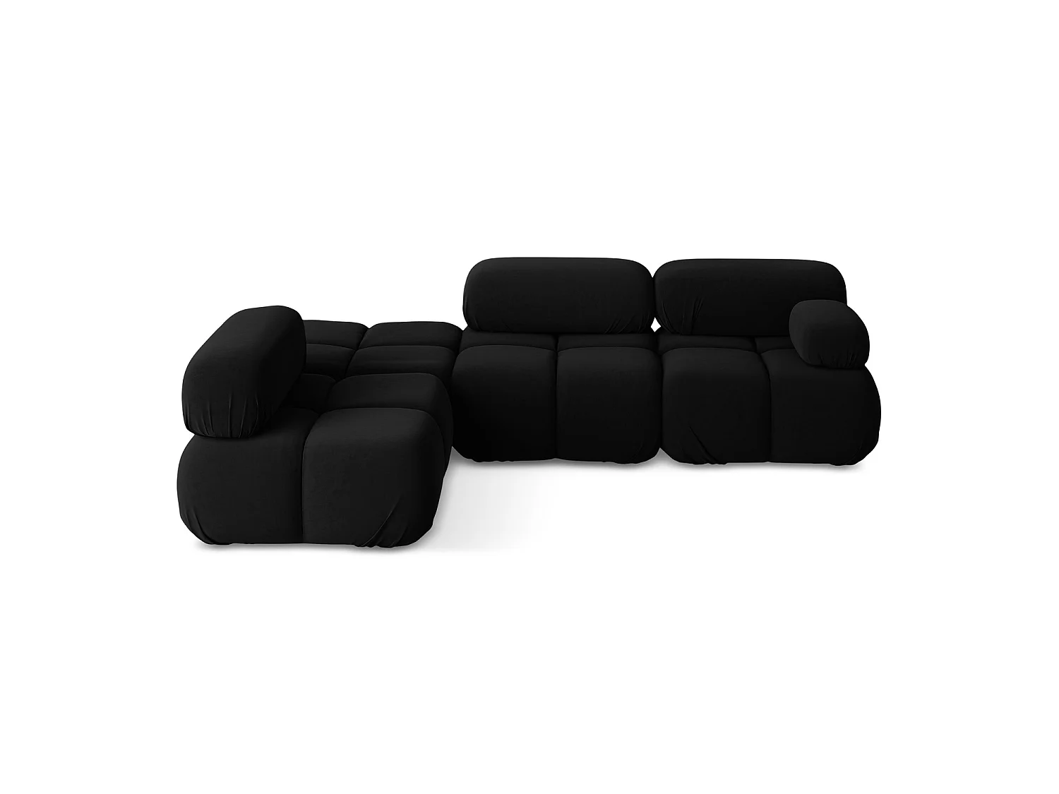 3-Sitzer Modulares Ecksofa - Ecke Links - Samt - Schwarz - SANREMO