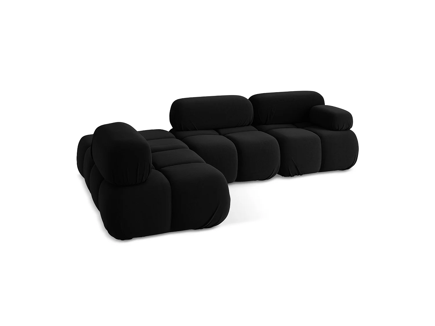 3-Sitzer Modulares Ecksofa - Ecke Links - Samt - Schwarz - SANREMO