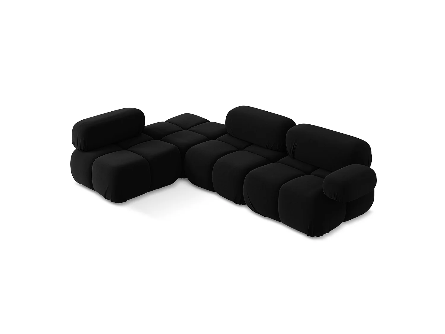 3-Sitzer Modulares Ecksofa - Ecke Links - Samt - Schwarz - SANREMO