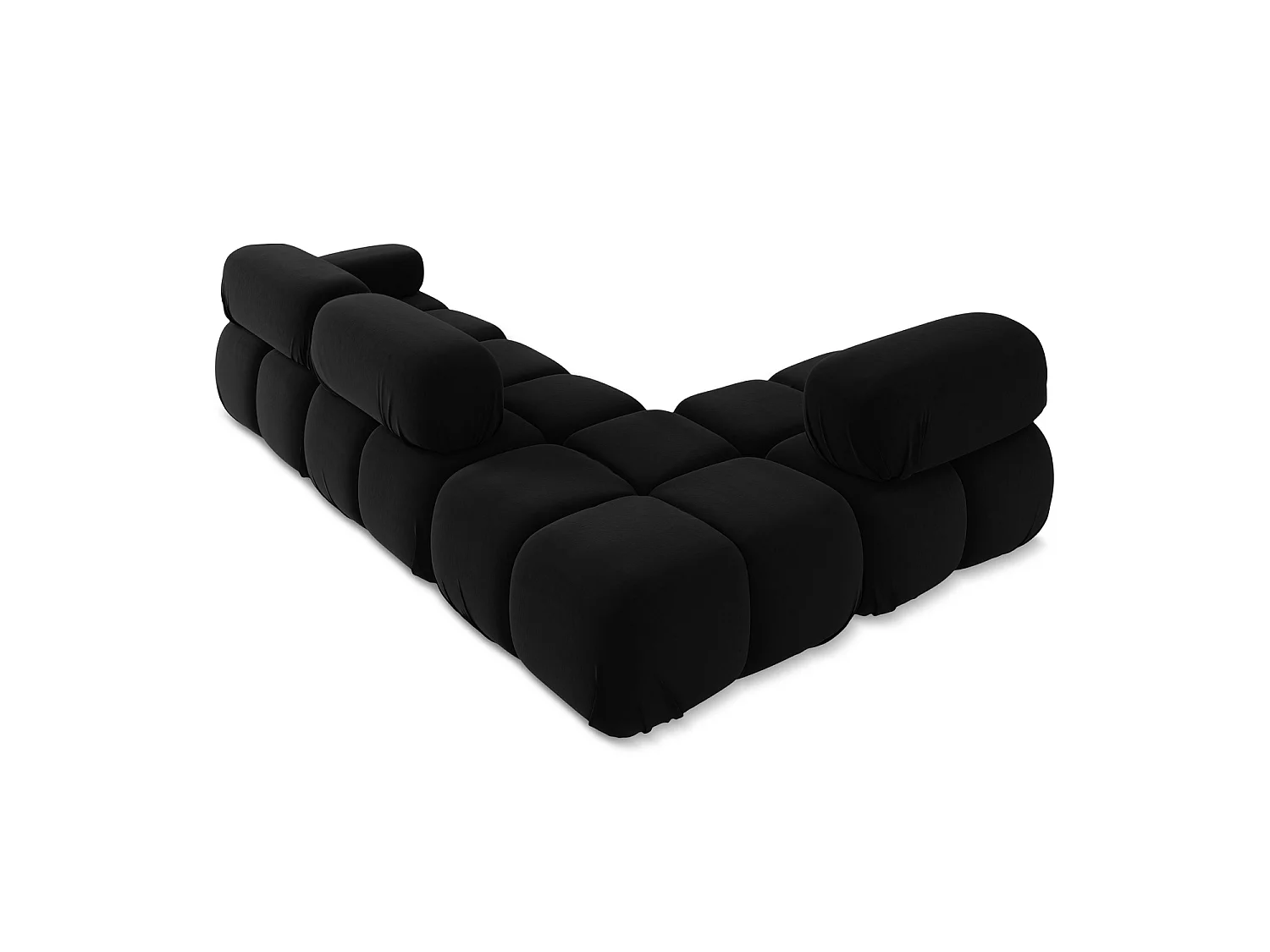 3-Sitzer Modulares Ecksofa - Ecke Links - Samt - Schwarz - SANREMO