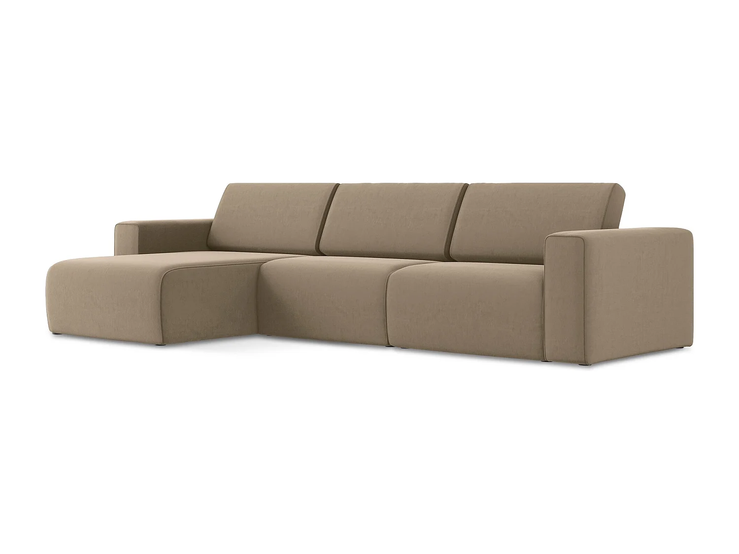 Modulares Ecks Sofa M links - Links - Samt - Dunkelbeige - KALEA