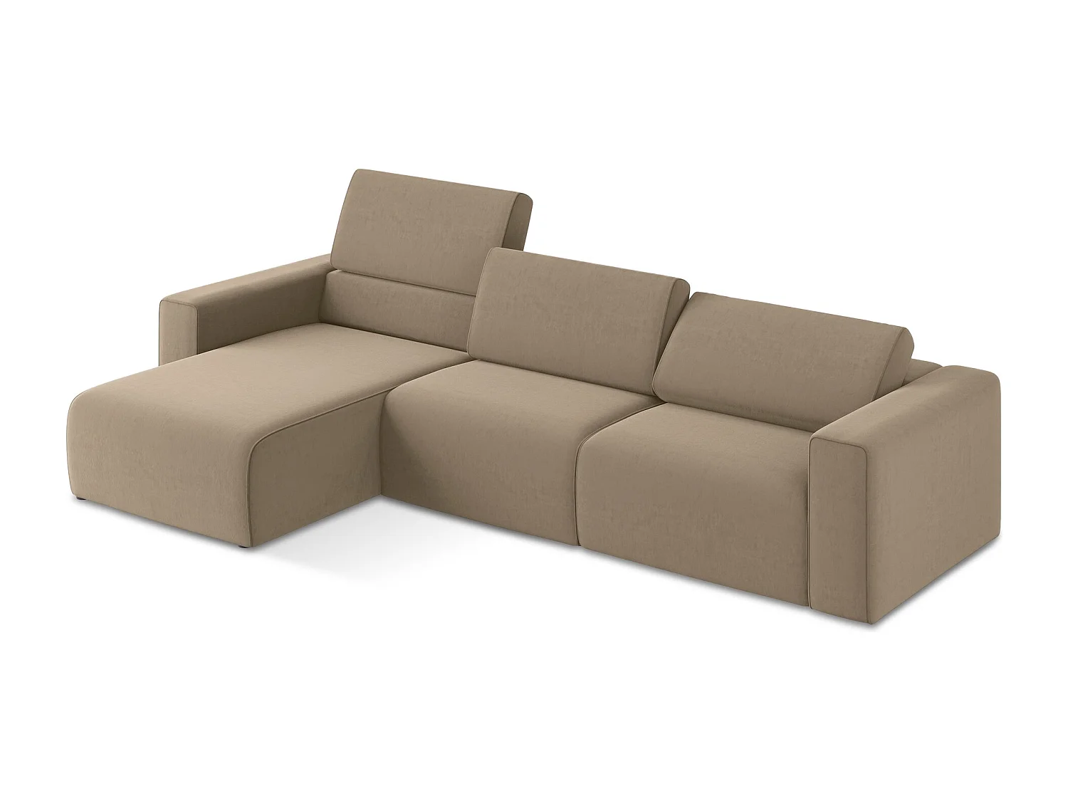 Modulares Ecks Sofa M links - Links - Samt - Dunkelbeige - KALEA
