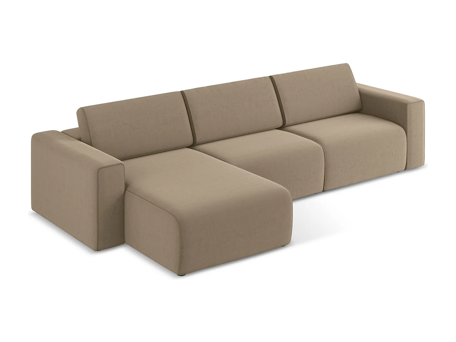 Canapé modulable d’angle M gauche en Samt - beige foncé - KALEA