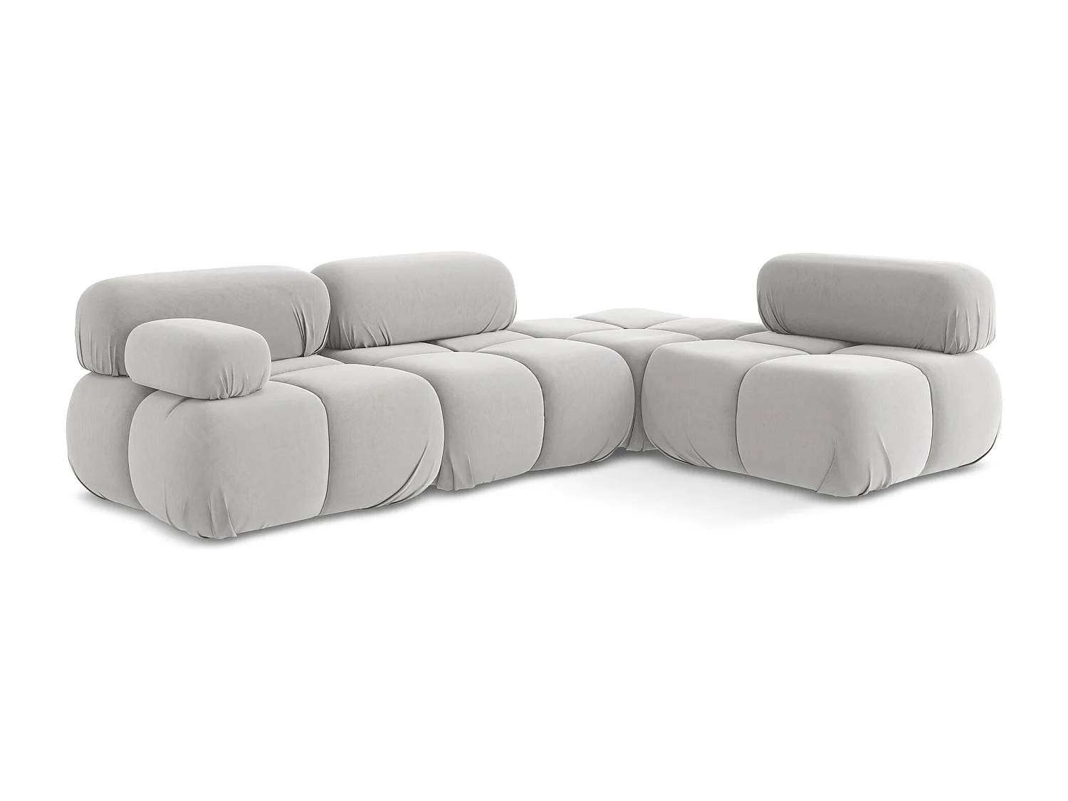 3-Sitzer Modulares Ecksofa - Ecke Rechts - Samt - Silber - LOKUA