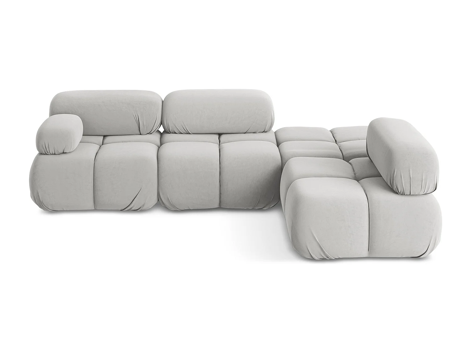 3-Sitzer Modulares Ecksofa - Ecke Rechts - Samt - Silber - LOKUA