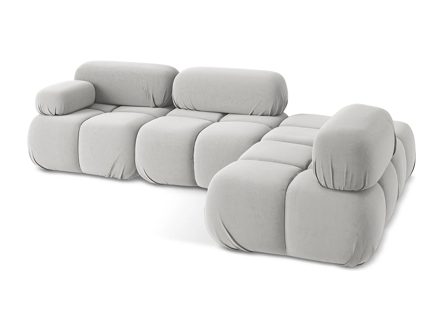3-Sitzer Modulares Ecksofa - Ecke Rechts - Samt - Silber - LOKUA