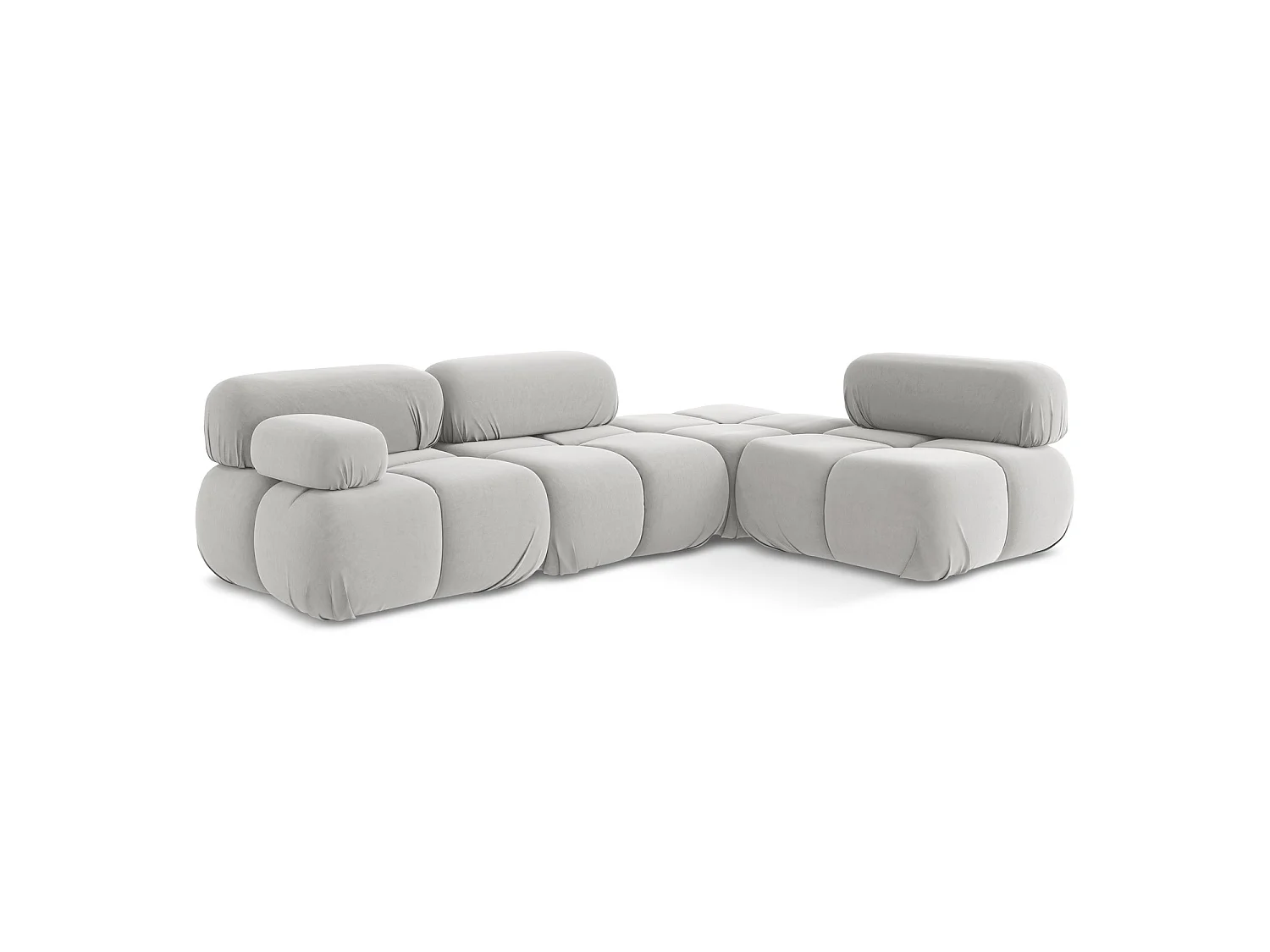 3-Sitzer Modulares Ecksofa - Ecke Rechts - Samt - Silber - SANREMO
