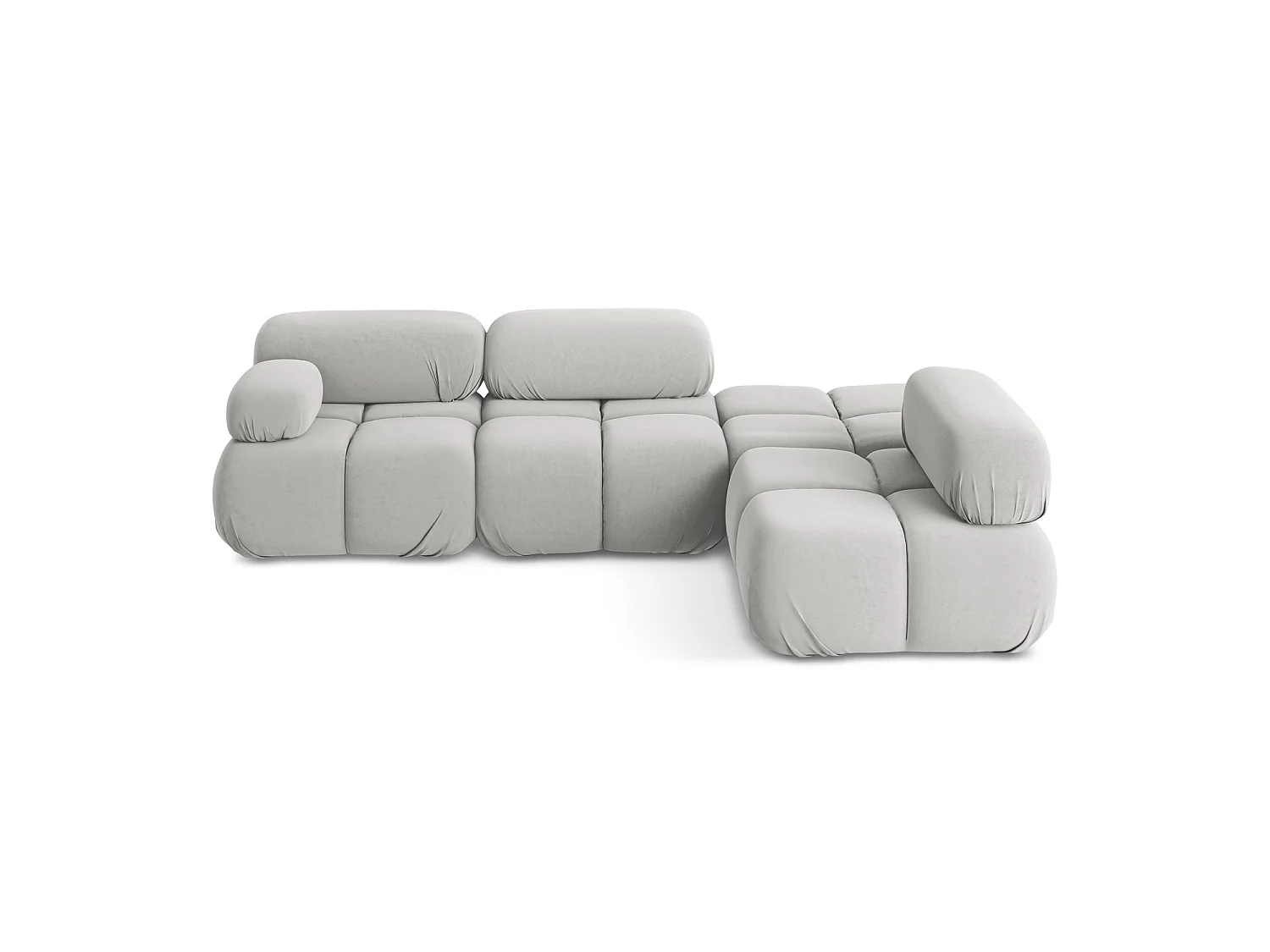 3-Sitzer Modulares Ecksofa - Ecke Rechts - Samt - Silber - SANREMO