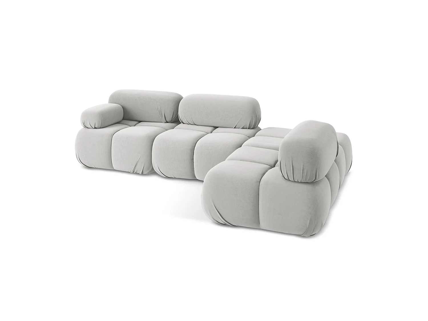 3-Sitzer Modulares Ecksofa - Ecke Rechts - Samt - Silber - SANREMO