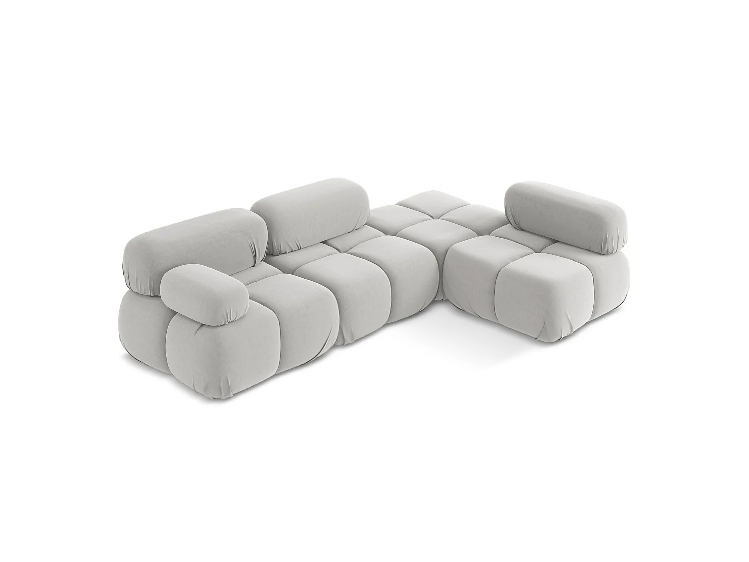 3-Sitzer Modulares Ecksofa - Ecke Rechts - Samt - Silber - SANREMO