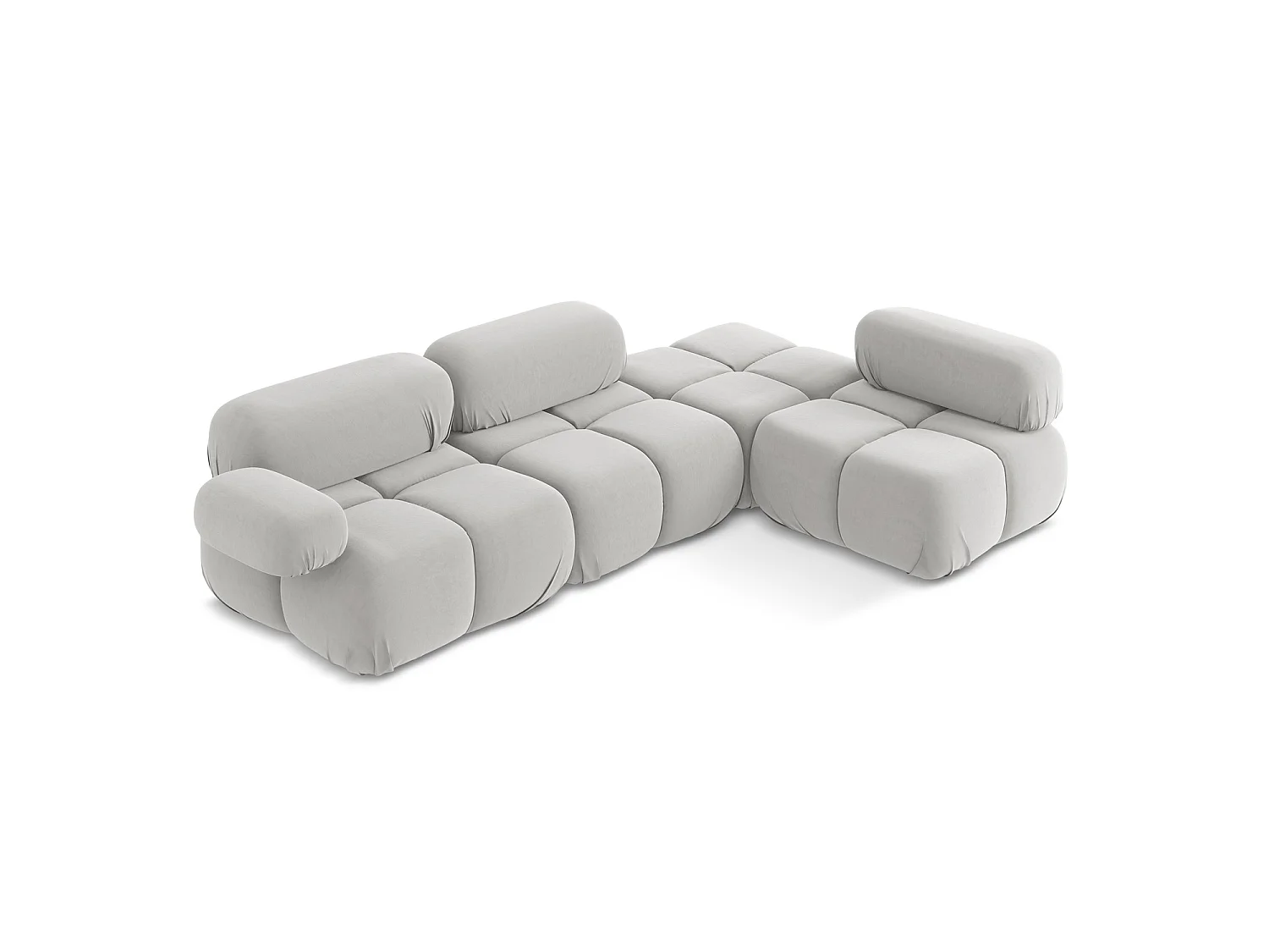 3-Sitzer Modulares Ecksofa - Ecke Rechts - Samt - Silber - SANREMO