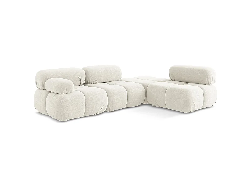 Modulaire hoekbank rechts van wit chenille stof - LOKUA