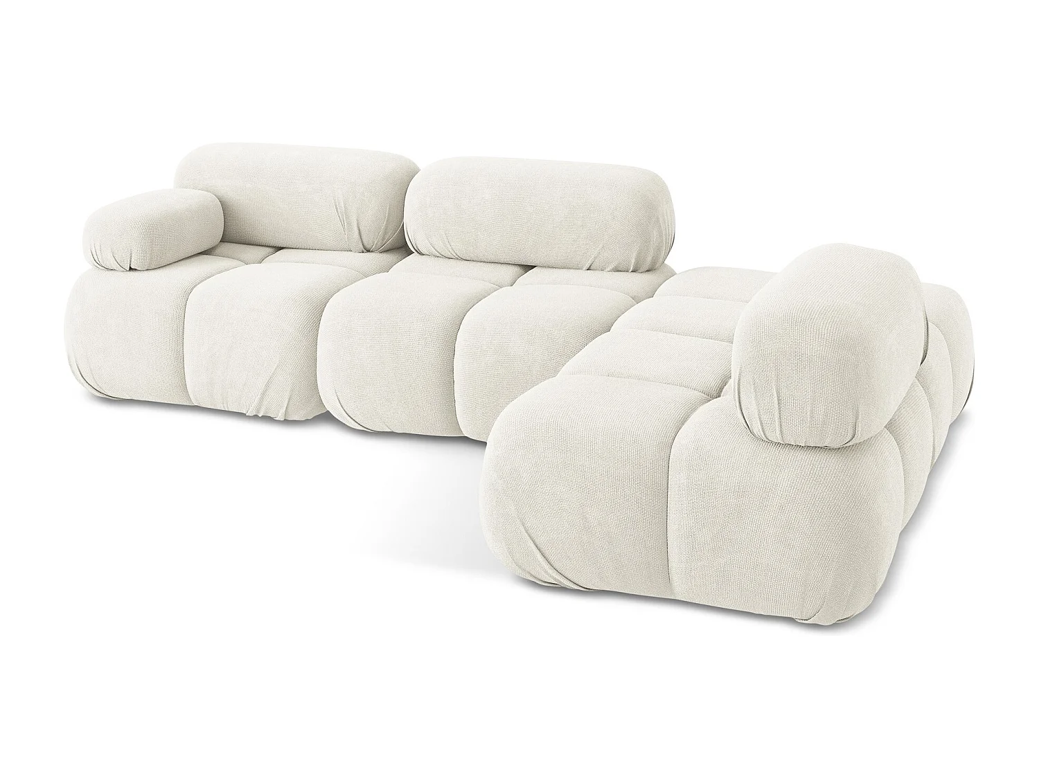 Modulaire hoekbank rechts van wit chenille stof - LOKUA